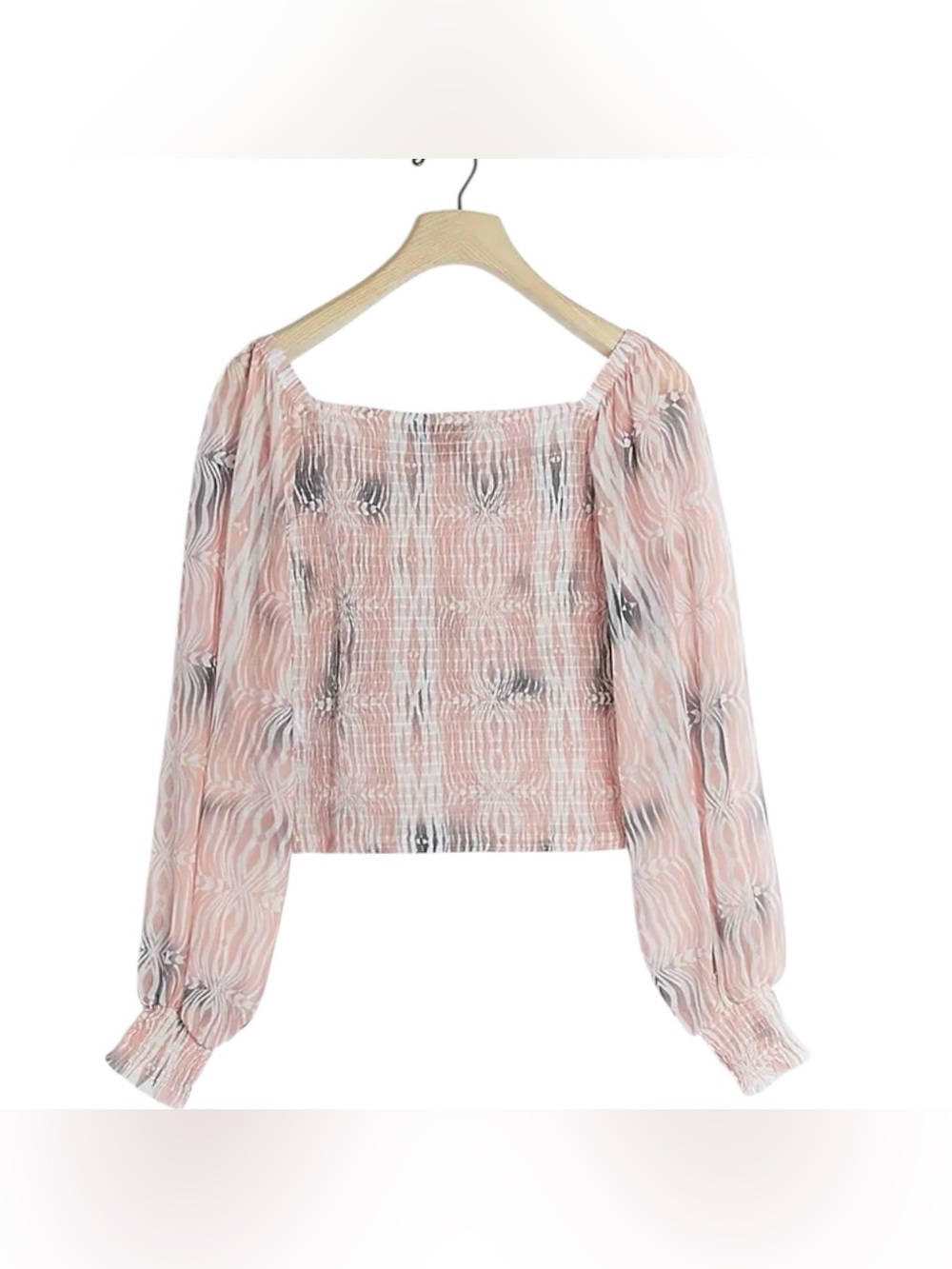 Anthropologie Rouen Smocked Off the Shoulder Balloon Sleeve Blouse Medium Pink